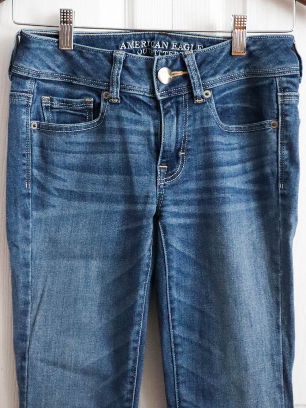 American Eagle Y2K Kick Butt Super Stretch Low Rise Boot Cut Jeans 28" Waist - Picture 2 of 9